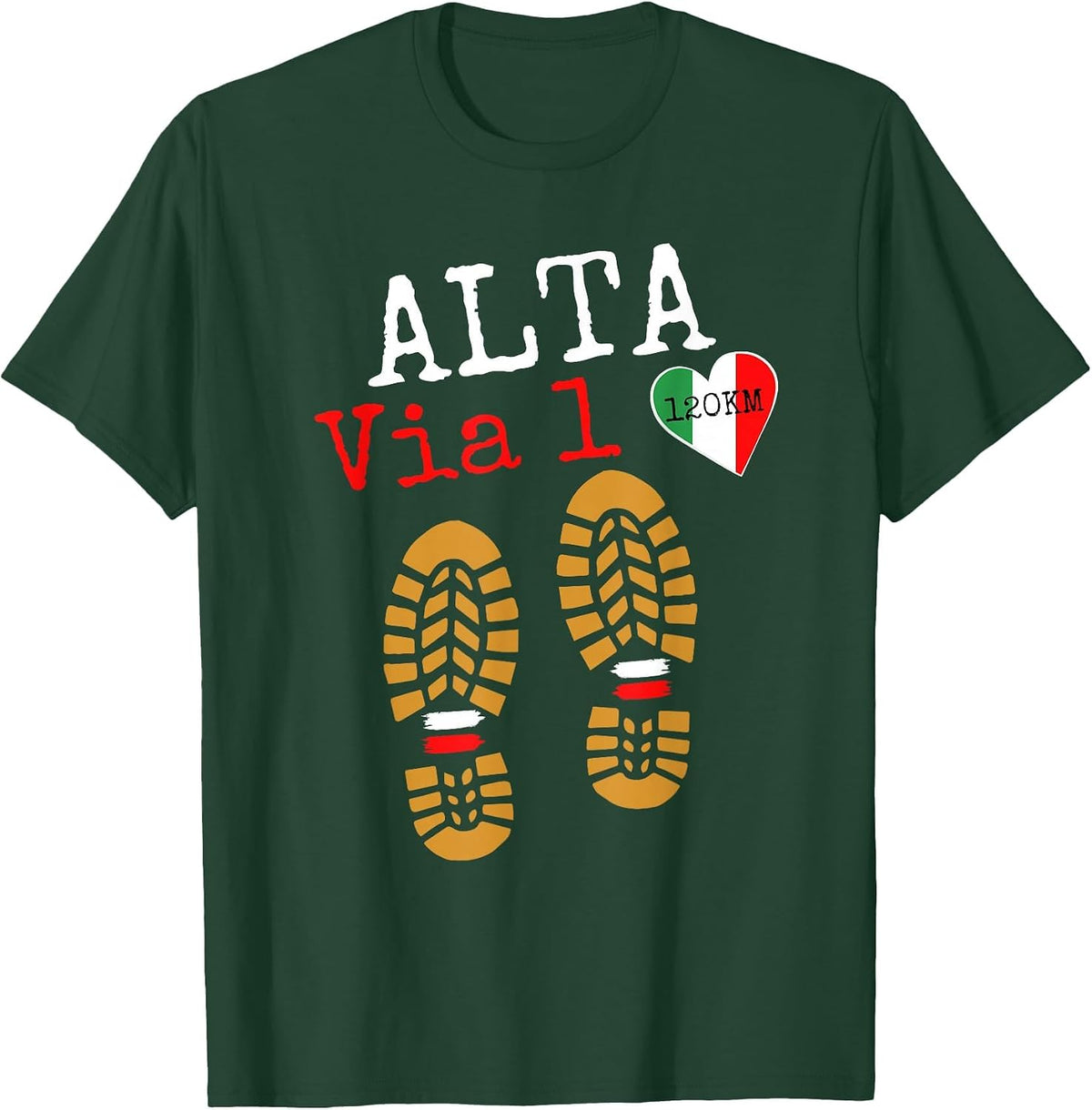 ALTA VIA-1, Trekking in Europe, Hiking Italian Dolomites T-Shirt - Dark Green