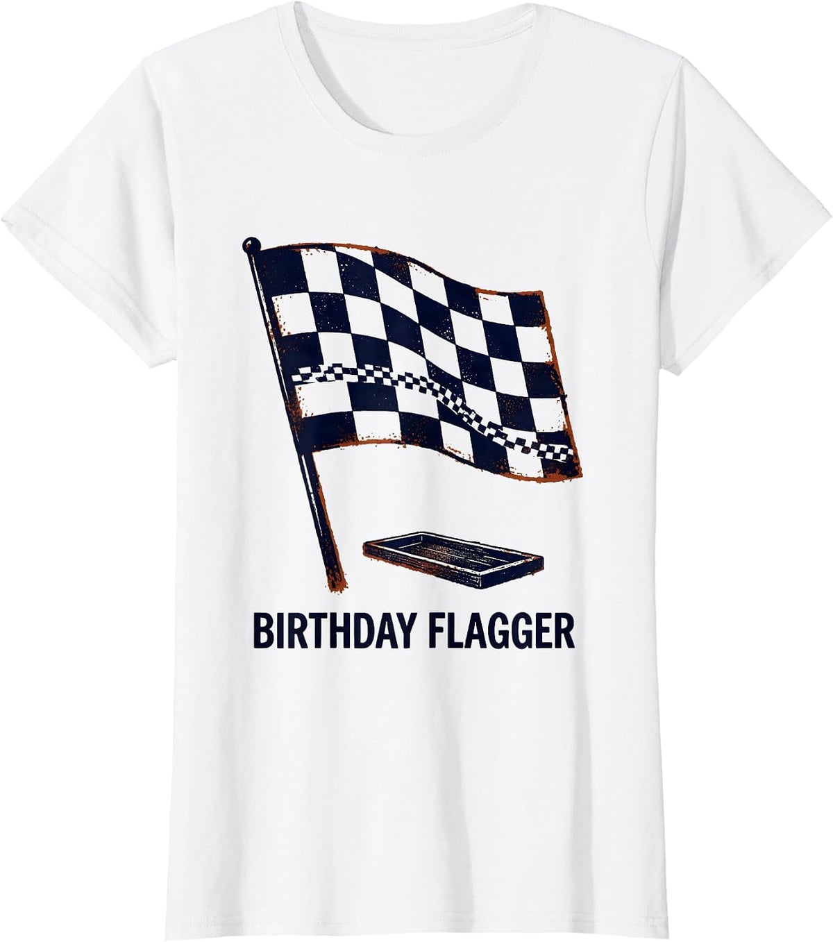 Birthday Flagger Rubber Stamp Pit Crew Family Race Car Party T-Shirt - White