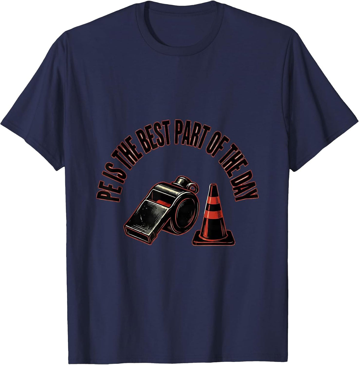 Men's PE Is The Best Part Of The Day Funny PE Teacher Back T-Shirt - Navy Blue