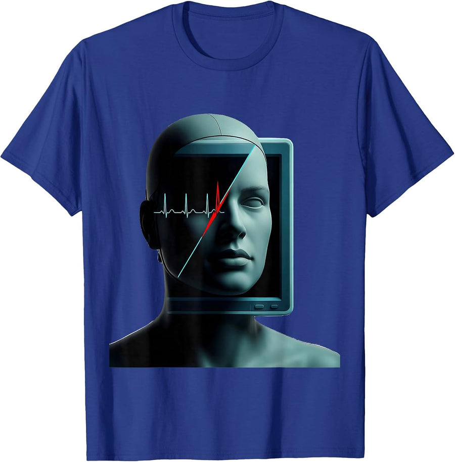 Cardiac Monitor CPR Mannequin Head Funny EMT Paramedic T-Shirt - Royal Blue