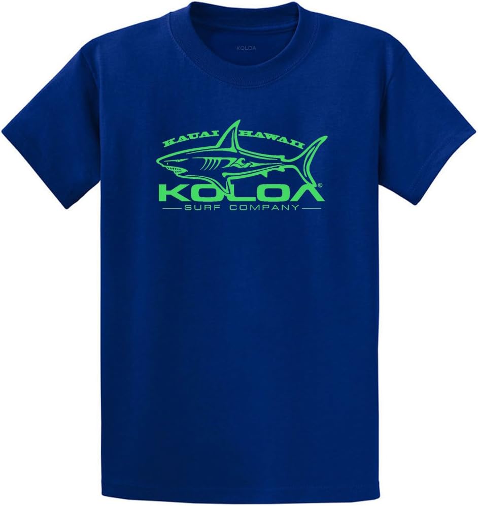 Koloa Surf Youth Great White Shark Logo Heavyweight Tee Size XS-XL - Deep Marine \/ Green