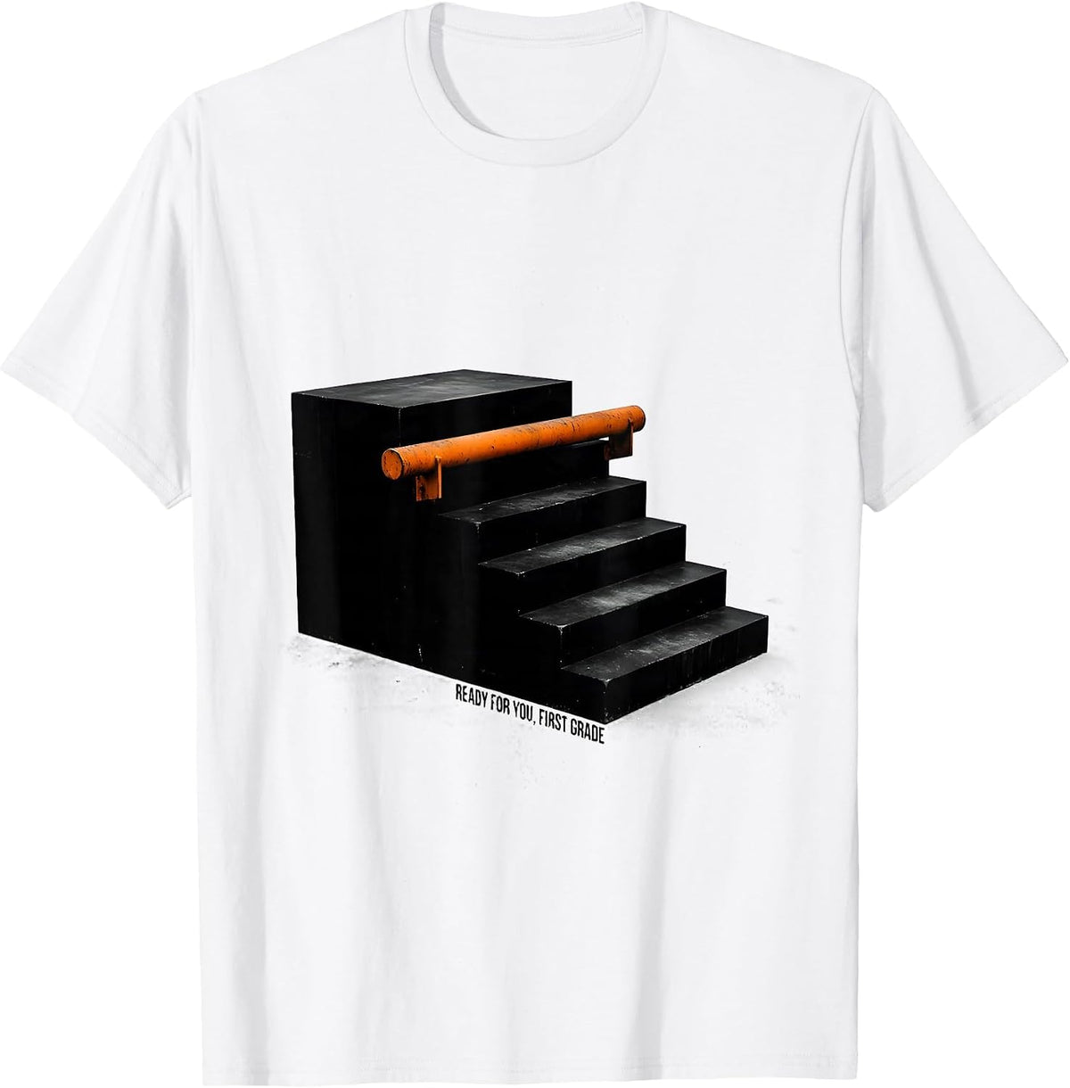 Men's Ready For You, First Grade Brutalist Graphic Teacher Student T-Shirt - White