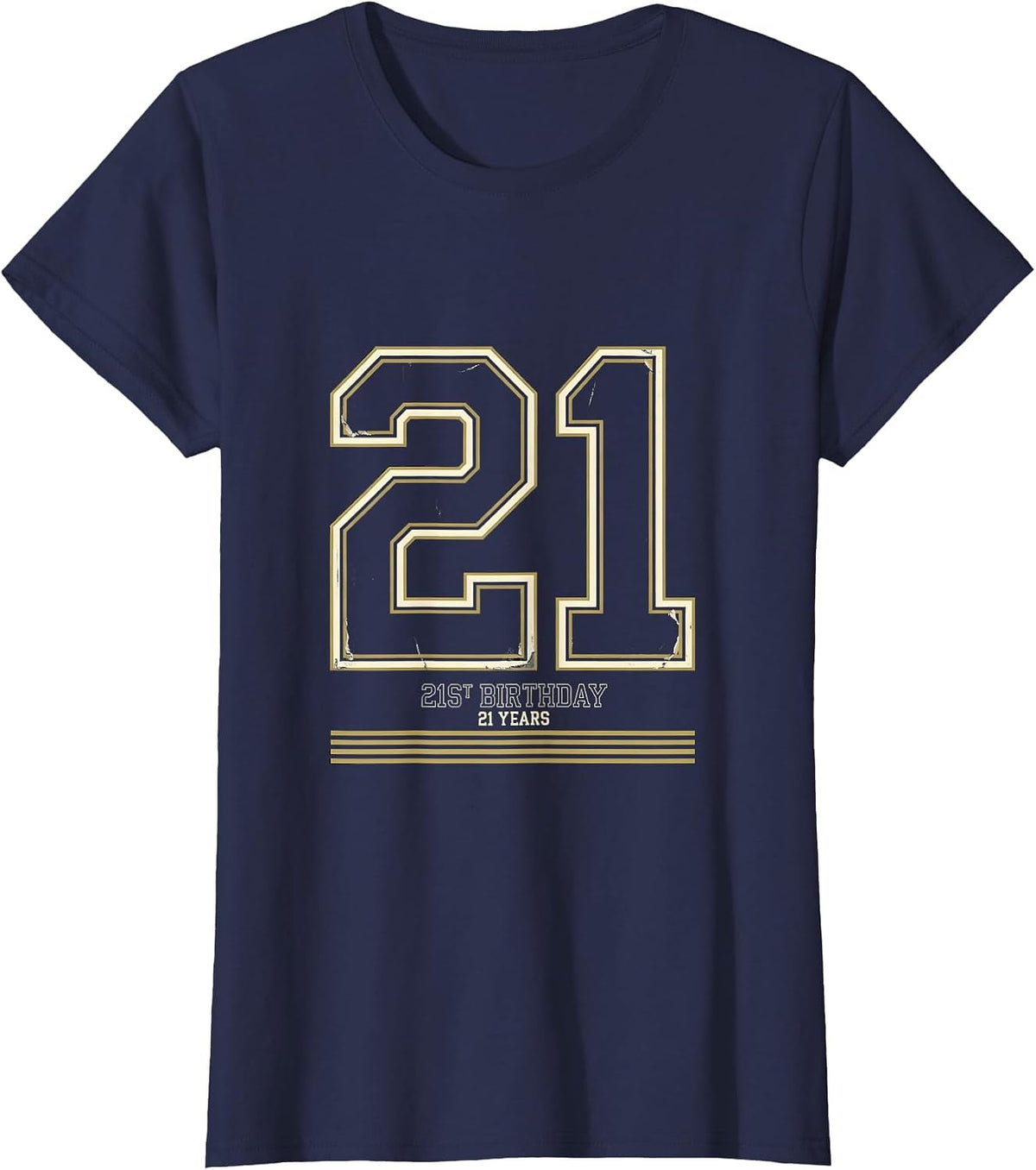 Women's 21ST BIRTHDAY 21 YEARS Vintage Varsity Sports Jersey Number T-Shirt - Navy Blue