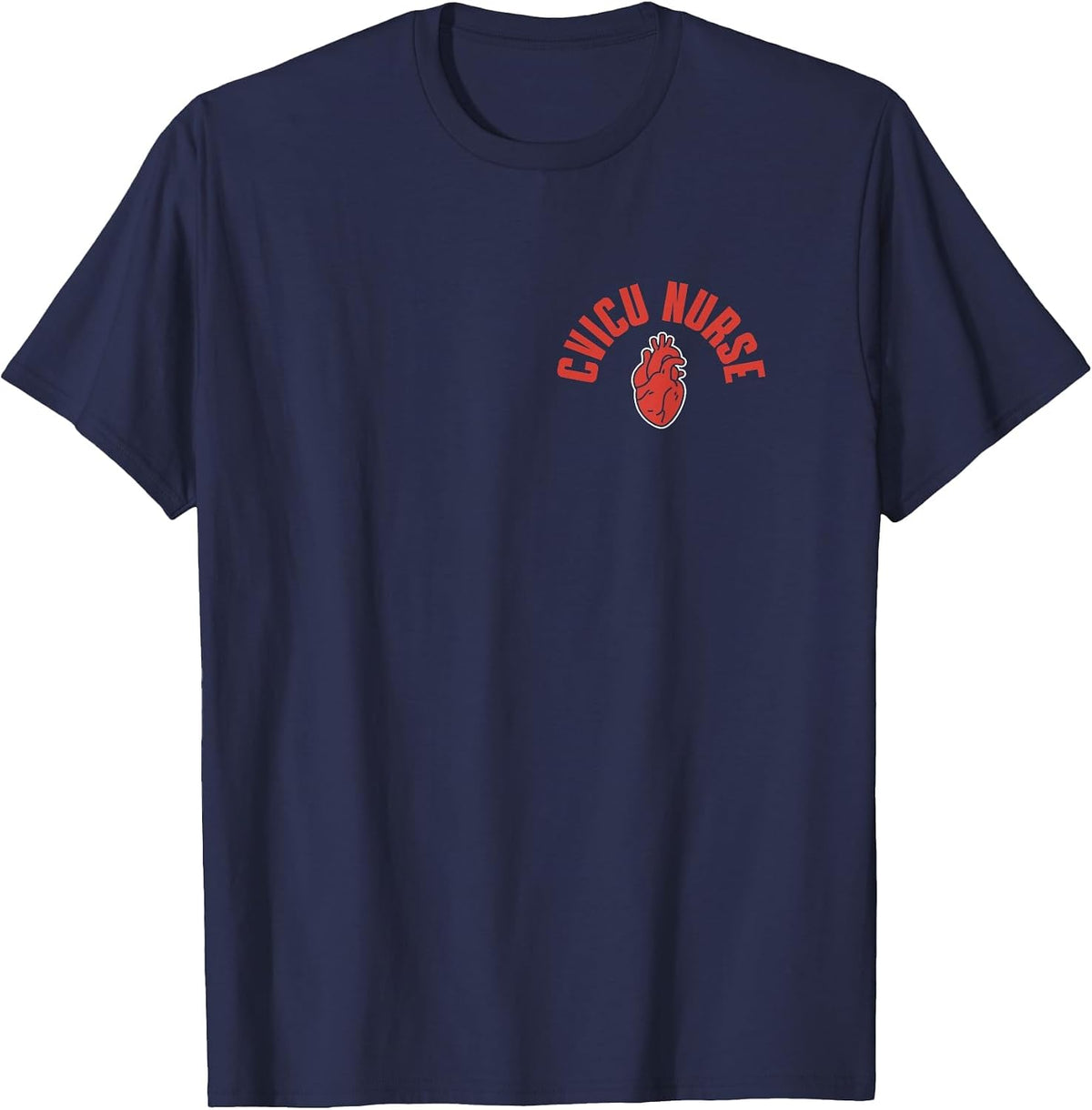 CVICU Nurse Heart Cardiac Nurse Pocket Apparel RN T-Shirt - Navy Blue