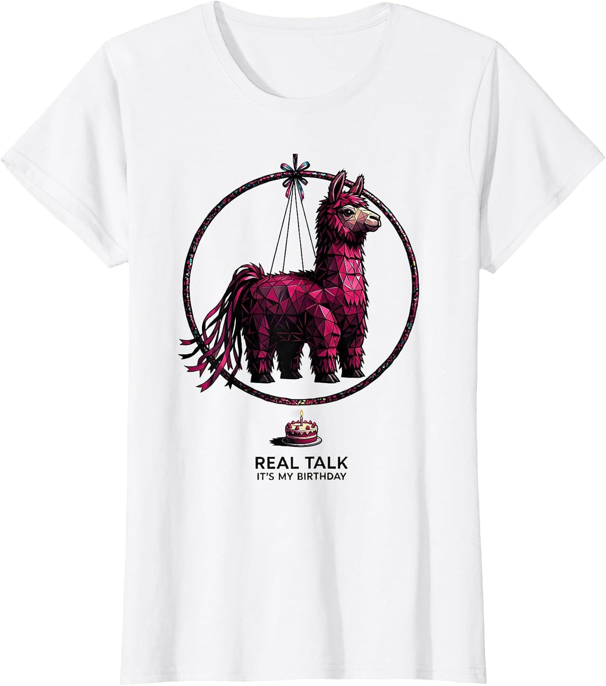 Real Talk It's My Birthday Funny Llama Piñata Birthday Boy T-Shirt - White