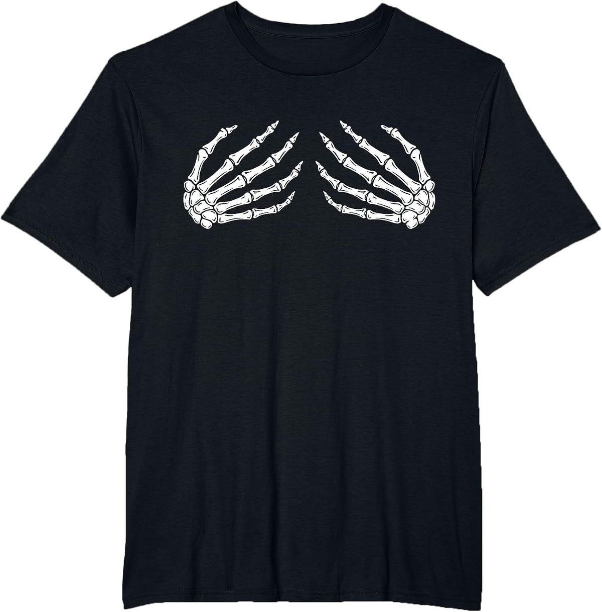 Halloween Boob Skeleton Hands Breast Funny Scary Bra T-Shirt - Black