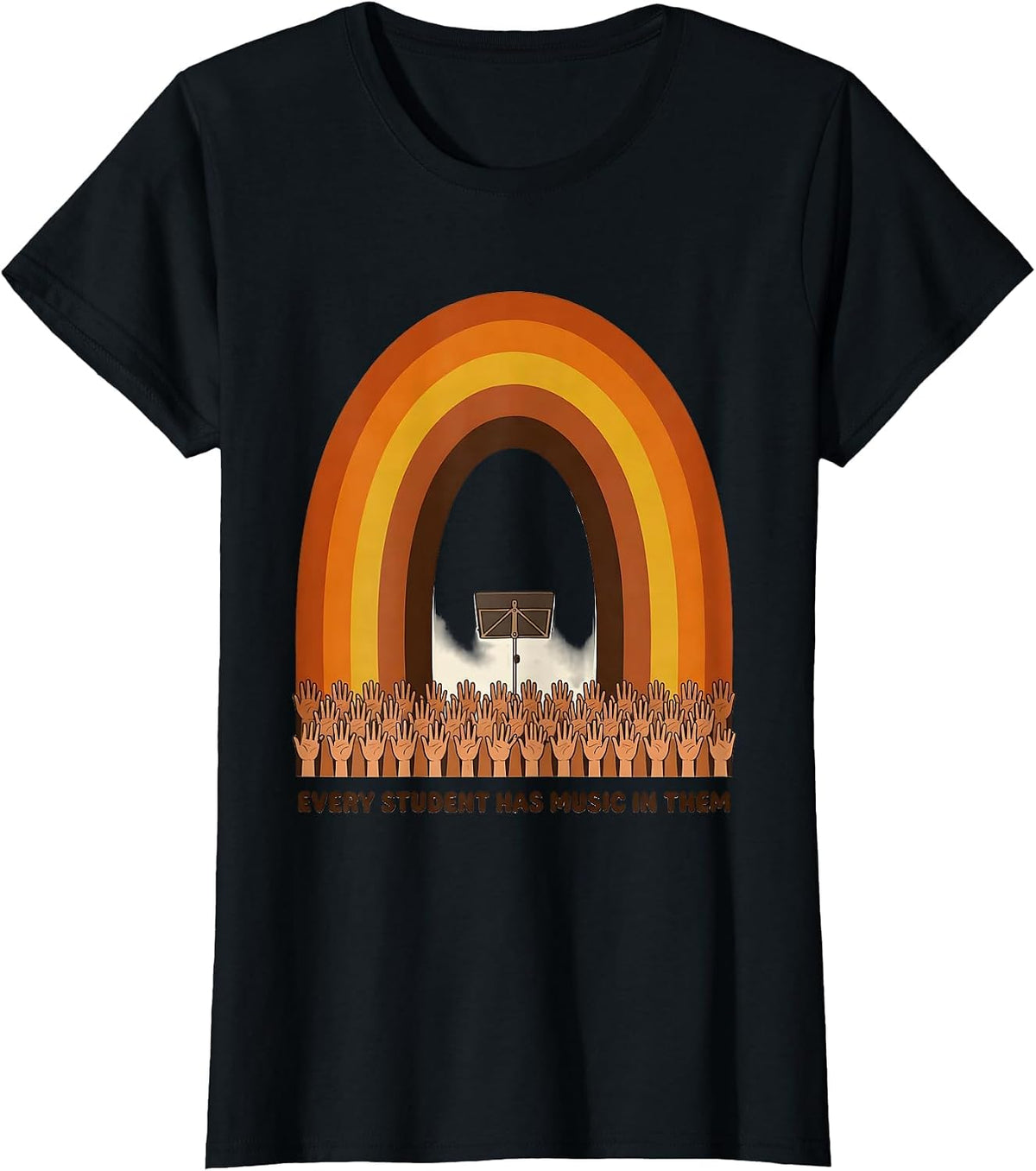 Women's Every Student Has Music In Them Retro 70s Music Teacher T-Shirt - Black