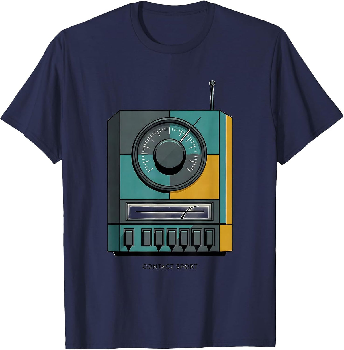 Contact Sport Midcentury Modern Ham Radio Operator Humor T-Shirt - Navy Blue