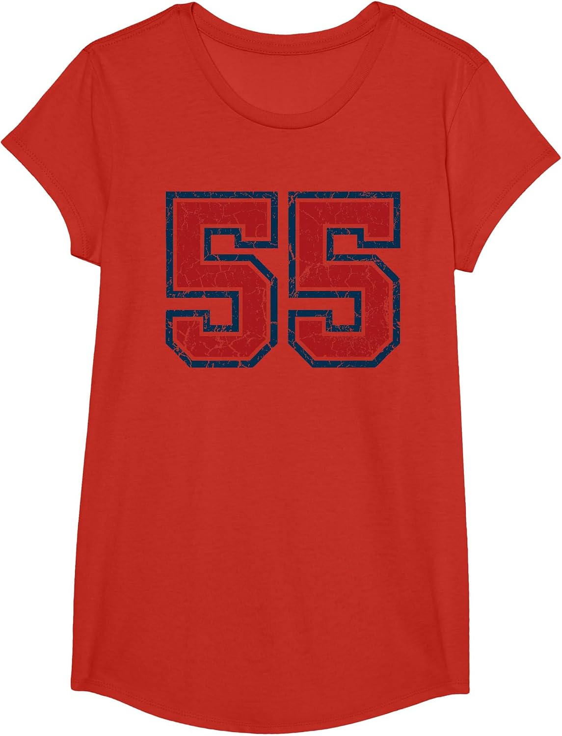 Red and Blue Sports Number 55 Jersey Uniform Player Fan T-Shirt - Girls Red