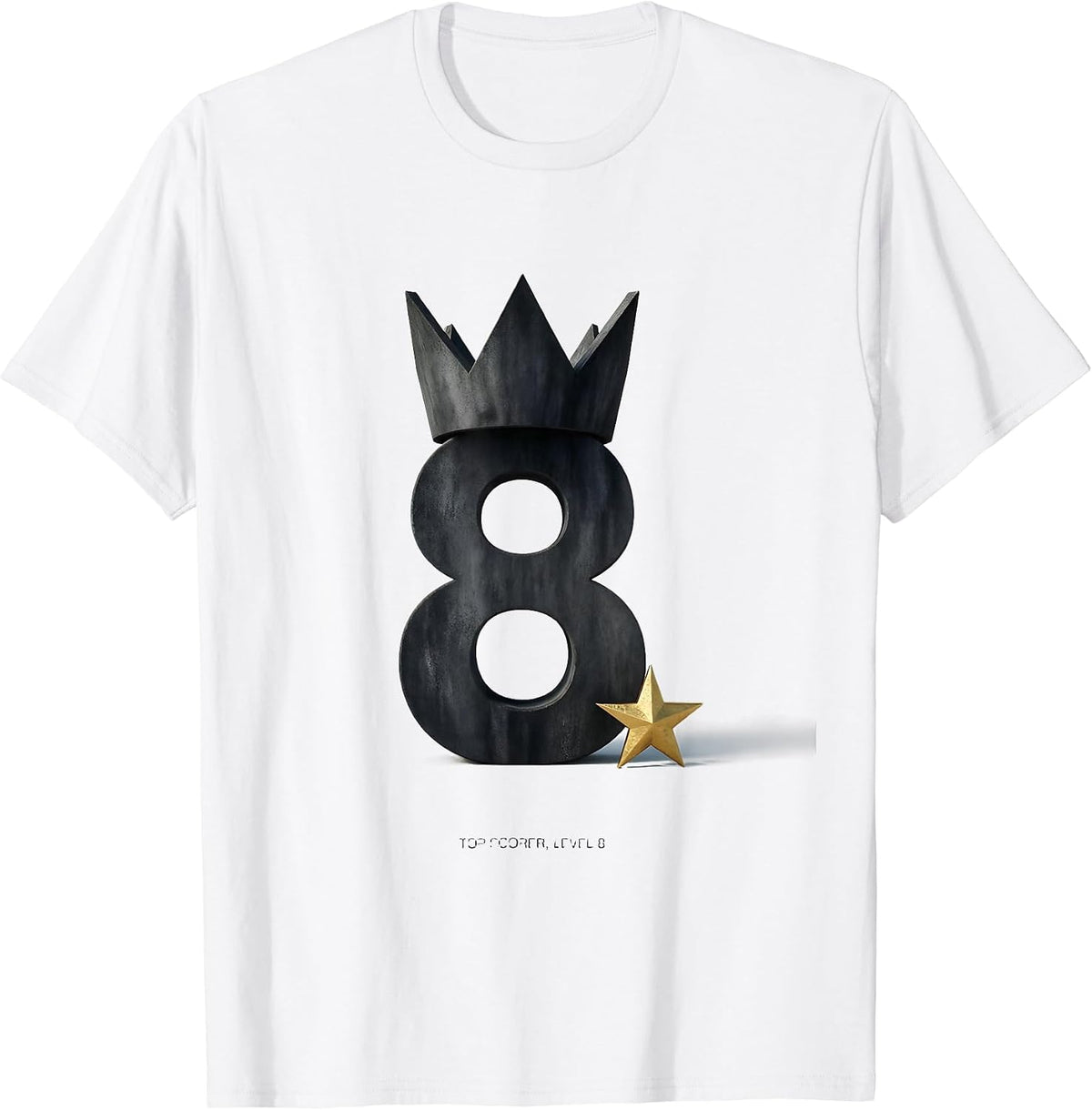 Men's Top Scorer Level 8 Minimalist Gaming Birthday Milestone T-Shirt - White