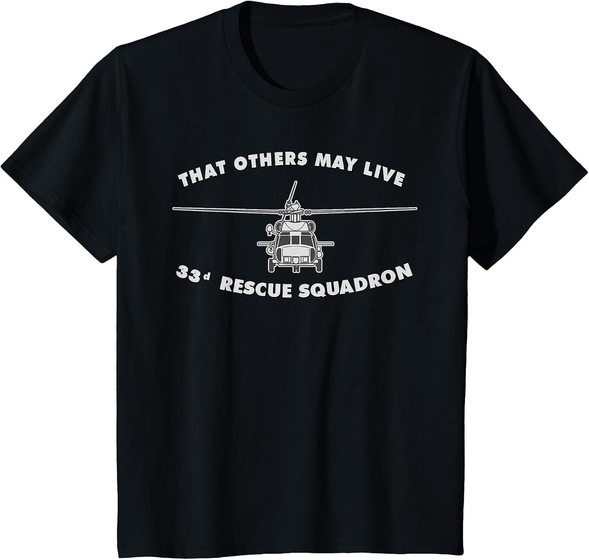 33rd Rescue Squadron HH-60 Pave Hawk Helicopter T-Shirt T-Shirt - Black