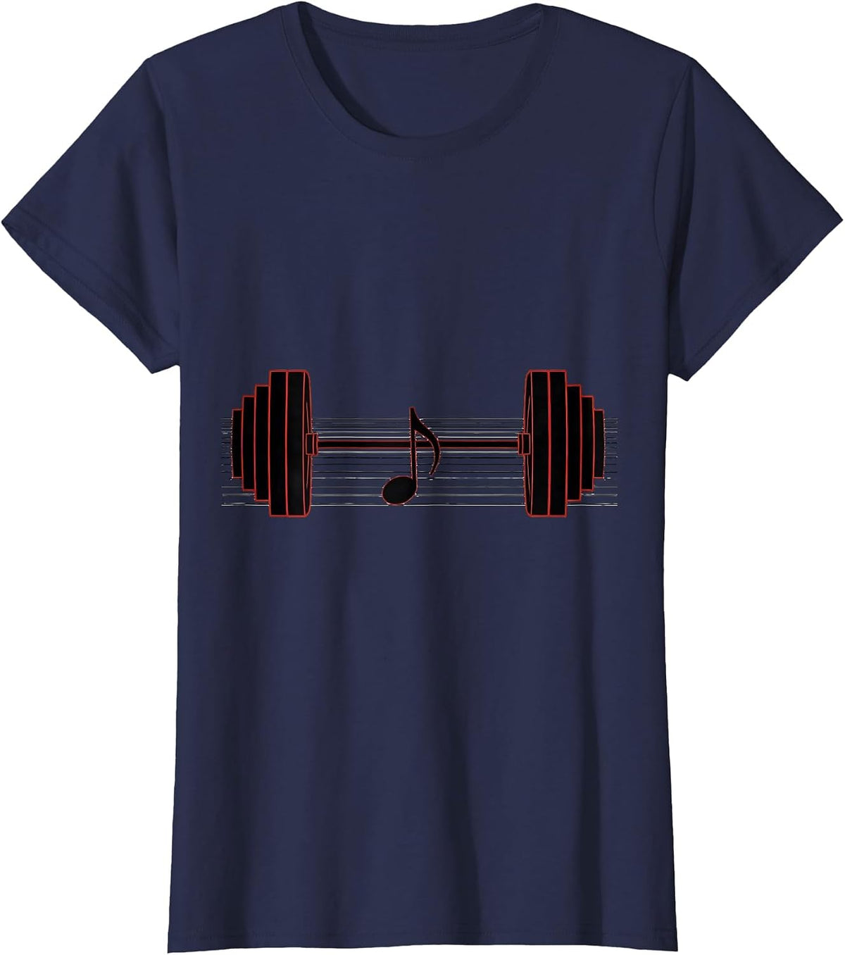 Women's Barbell Staff Lines Musician Humor Music Teacher Gift T-Shirt - Navy Blue