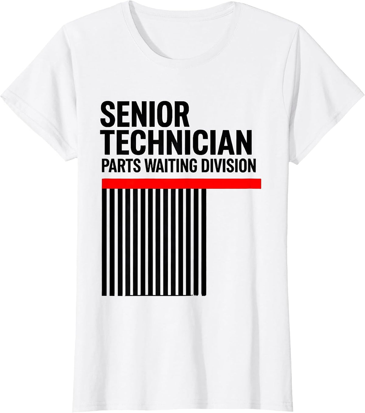 Women's Senior Technician Parts Waiting Division Funny Mechanic T-Shirt - White