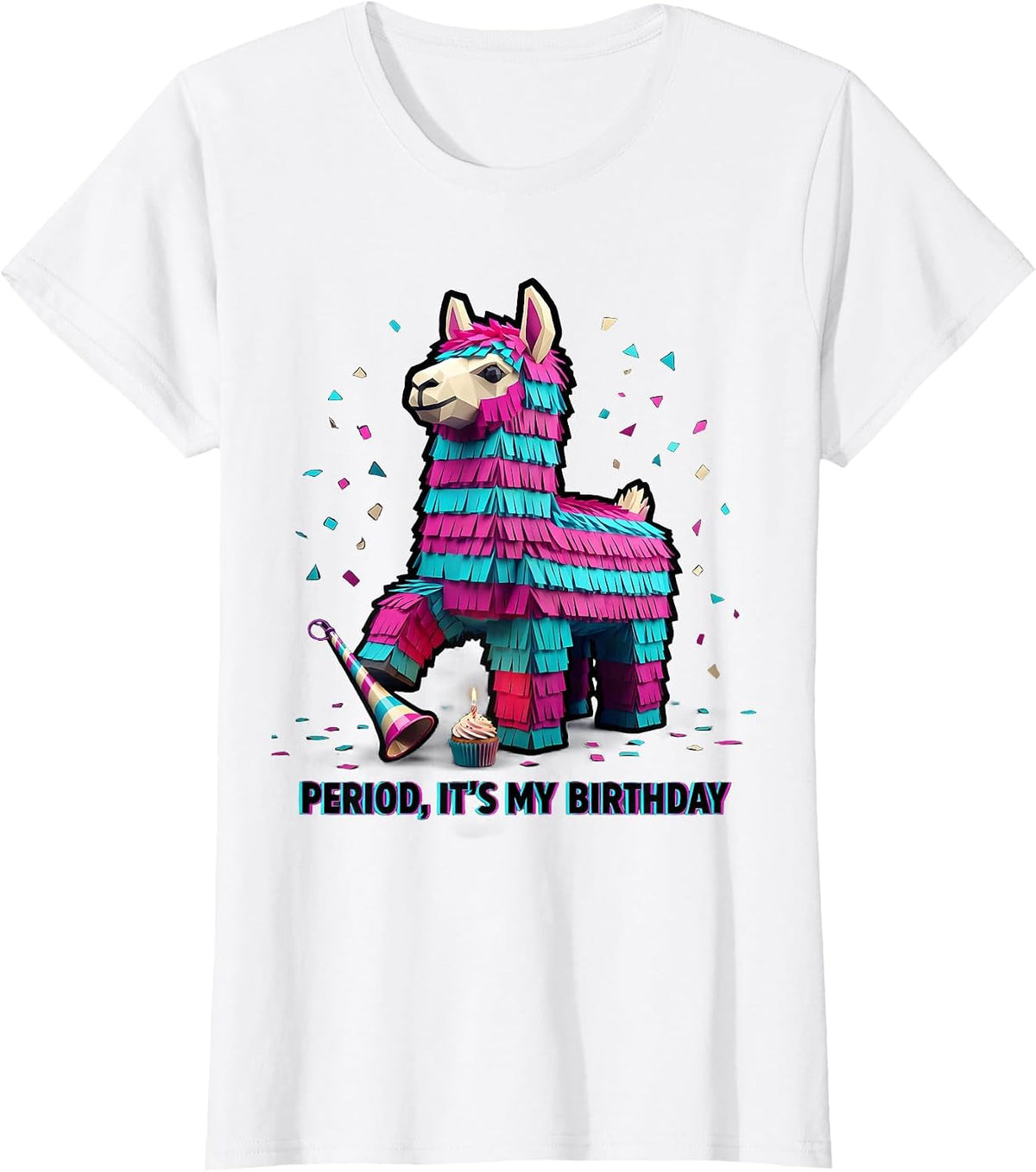 Women's Period, It's My Birthday Bold Llama Piñata Birthday Boy T-Shirt - White