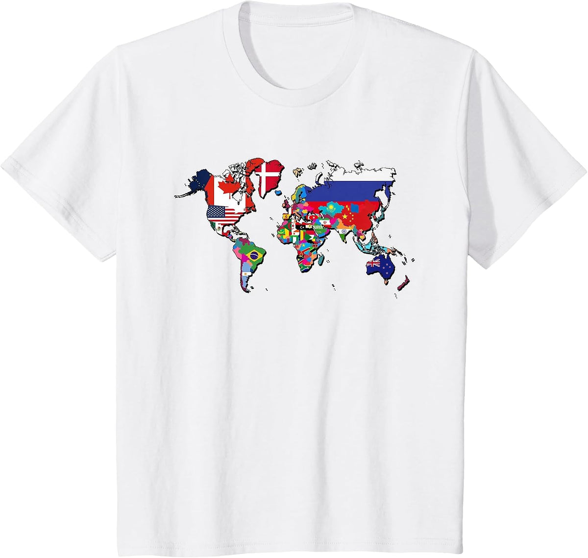 World Flag Map T-Shirt Globe Travelers Atlas T-Shirt - White