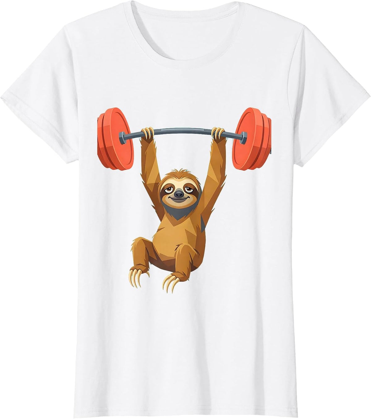 Women's Lazy Sloth Gym Weightlifting Funny Workout T-Shirt - White