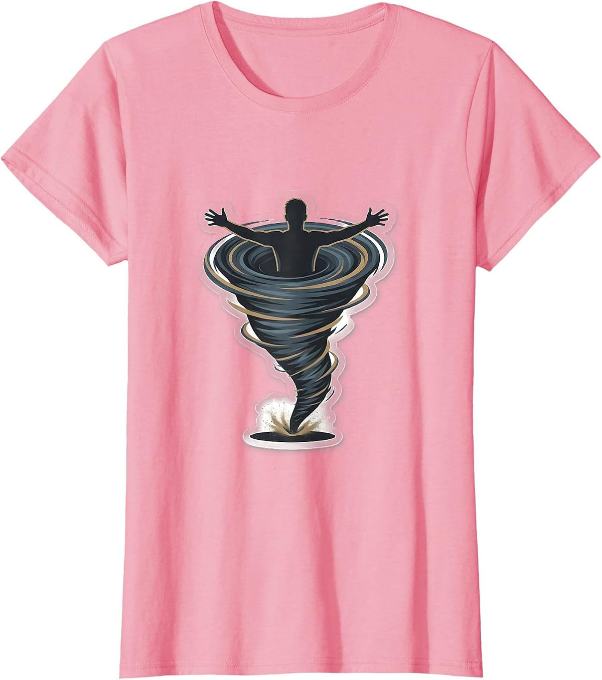 Women's Die-Cut Tornado Swirl Sticker Meteorology Enthusiast T-Shirt - Pink