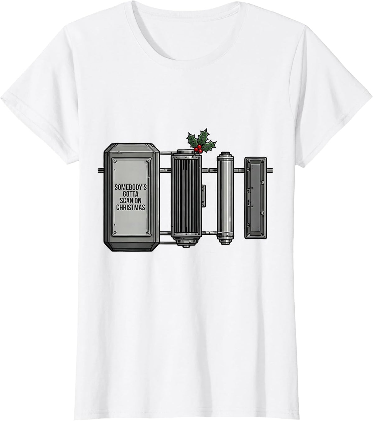 Somebody's Gotta Scan On Christmas Funny Radiology Tech T-Shirt - White