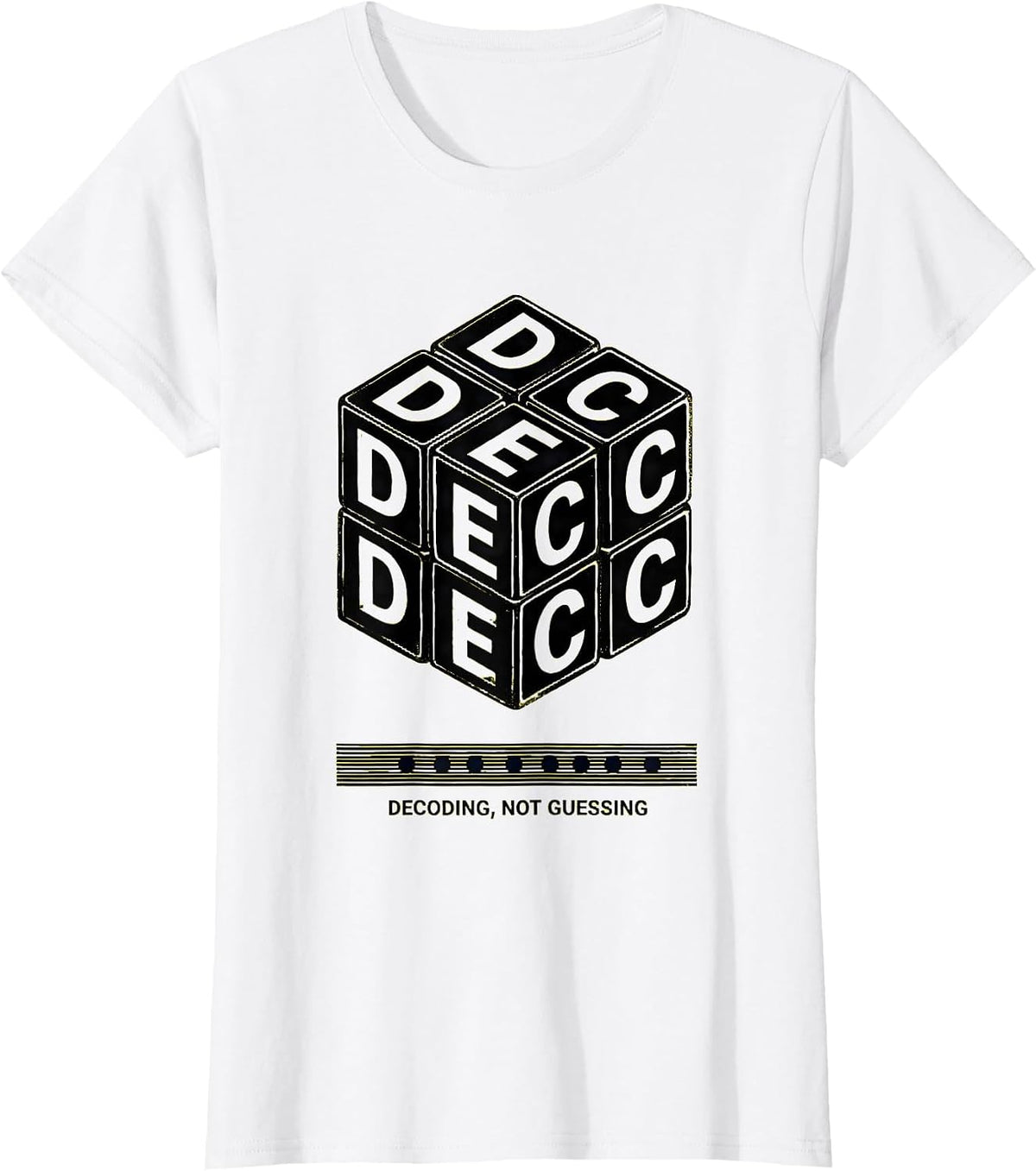 Decoding, Not Guessing Funny Reading Teacher Literacy Humor T-Shirt - White