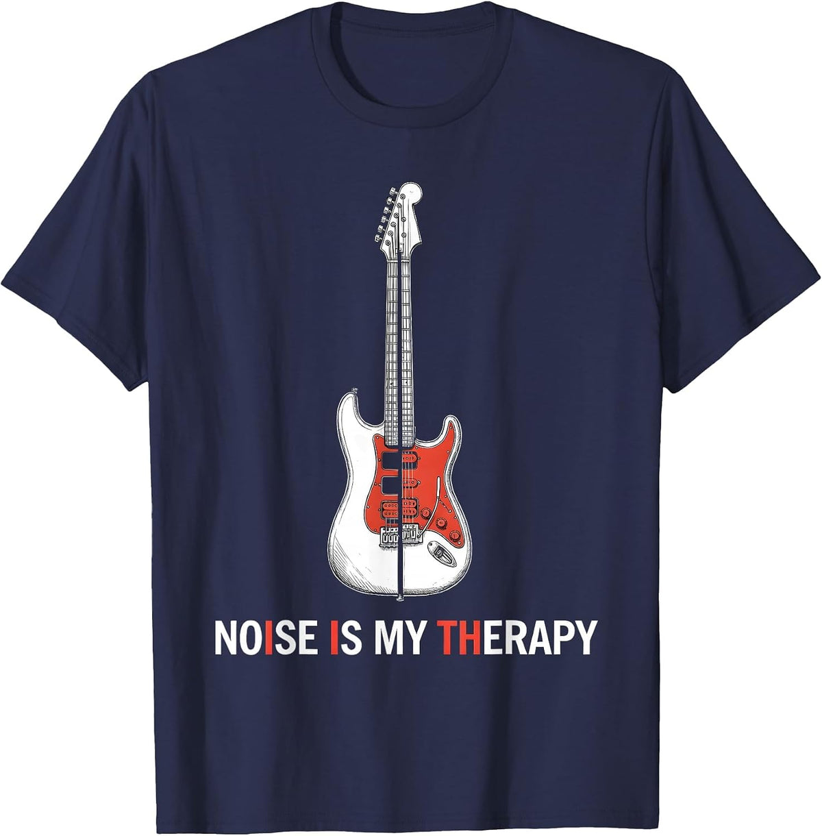 Noise Is My Therapy Punk Rock Design T-Shirt - Navy Blue