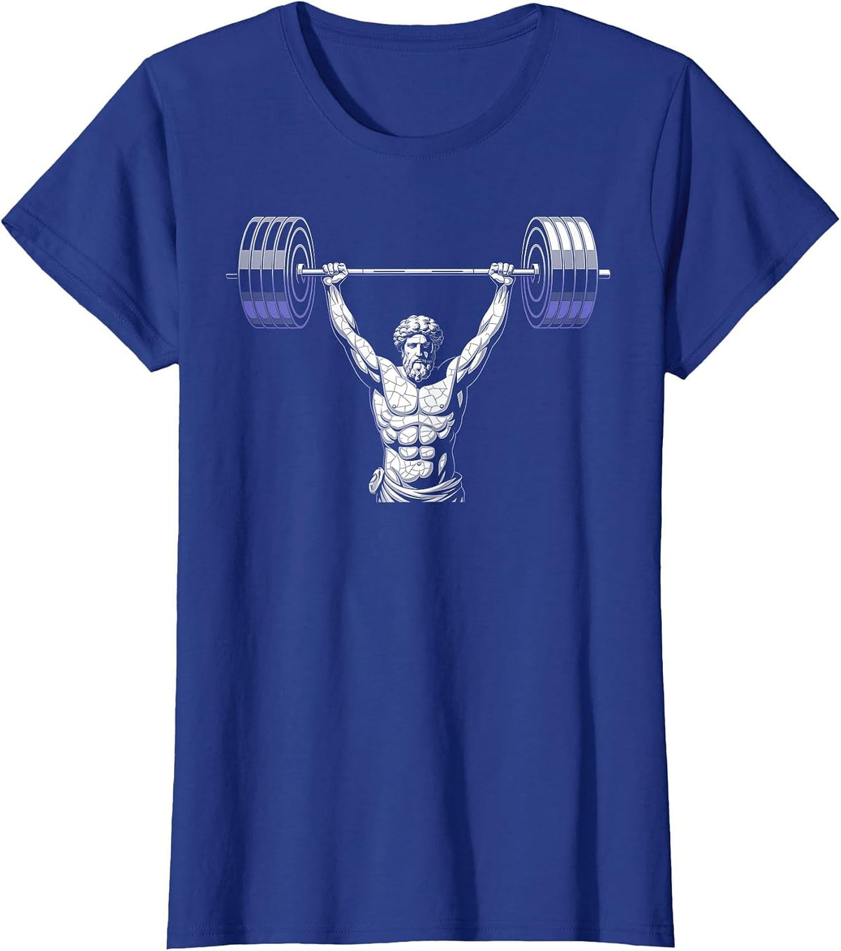 Ripped Greek God Statue Powerlifting Gym Weightlifting T-Shirt - Royal Blue