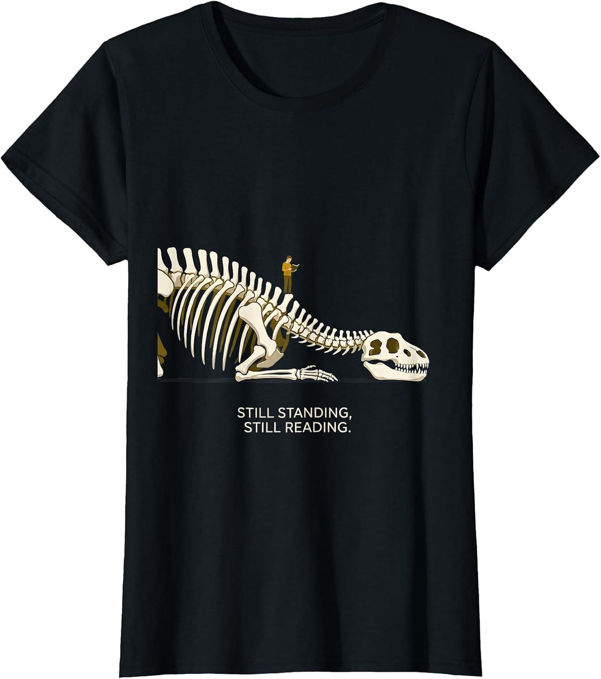 Women's Still Standing Still Reading Funny Teacher Reading Humor T-Shirt - Black