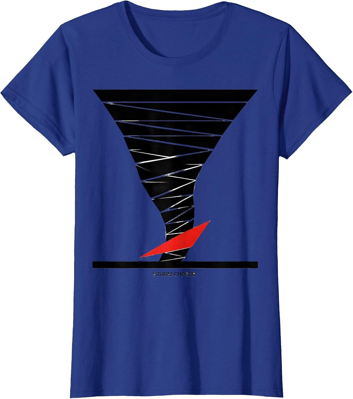 Women's Storm Chaser Geometric Tornado Weather Enthusiast T-Shirt - Royal Blue