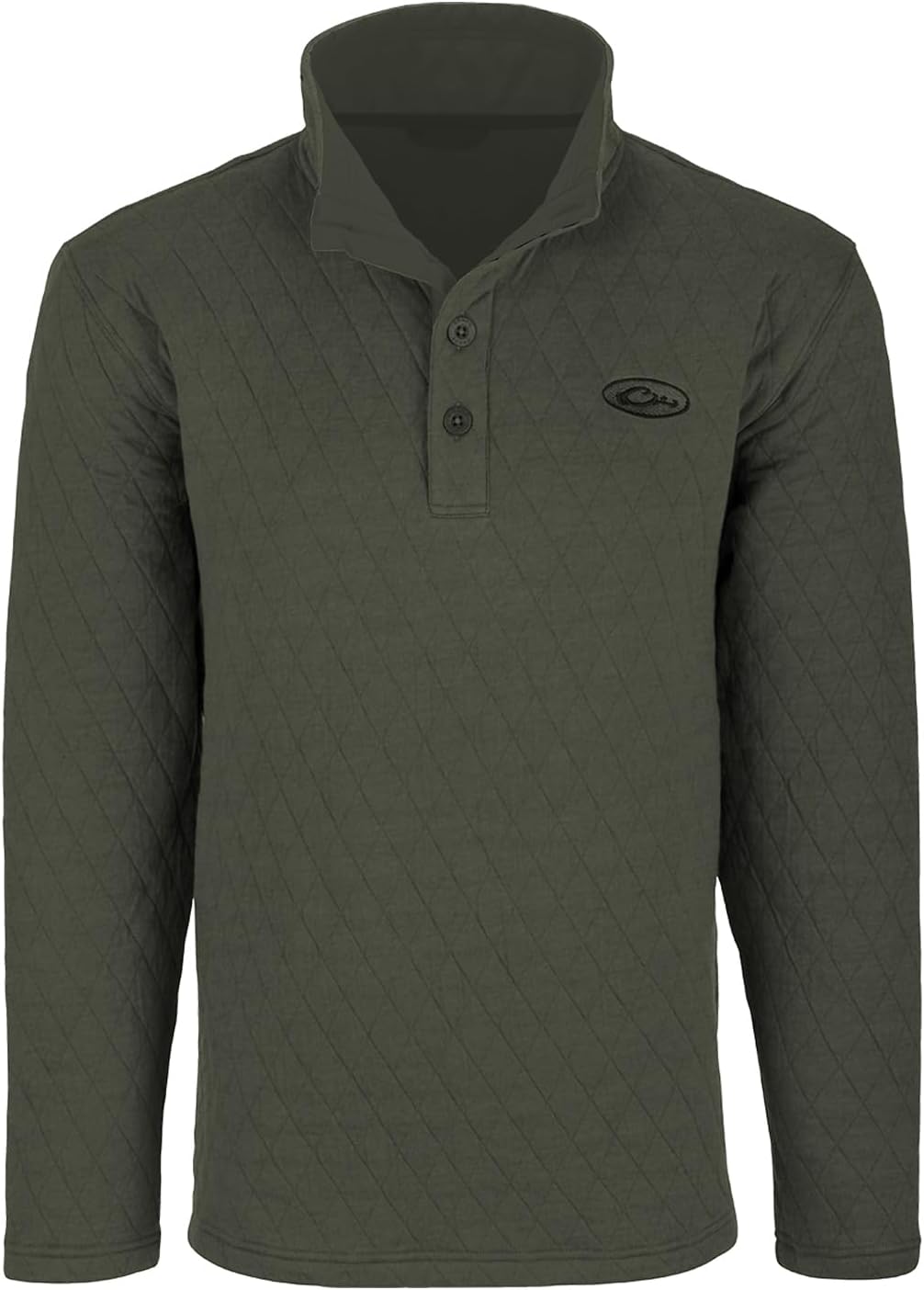 Drake Waterfowl Men's Delta Quilted Warm Breathable Outdoor Sweatshirt - Kalamata Olive Heather