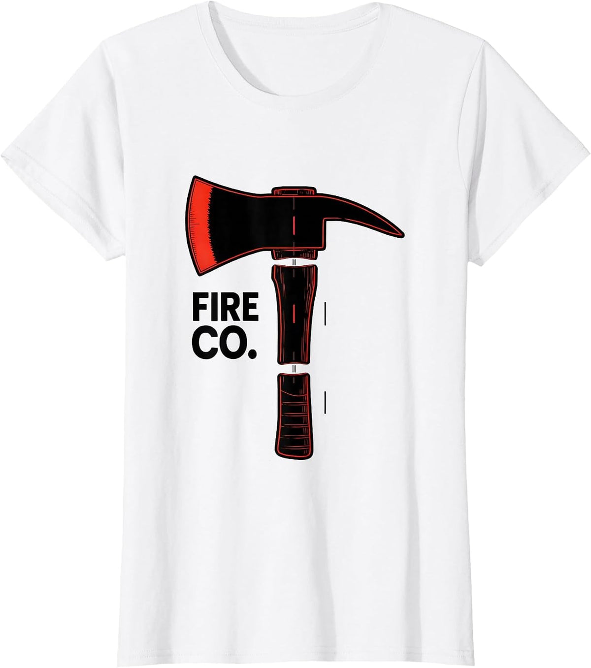 Women's FIRE CO. Exploded Fire Axe Firefighter Department Pride T-Shirt - White