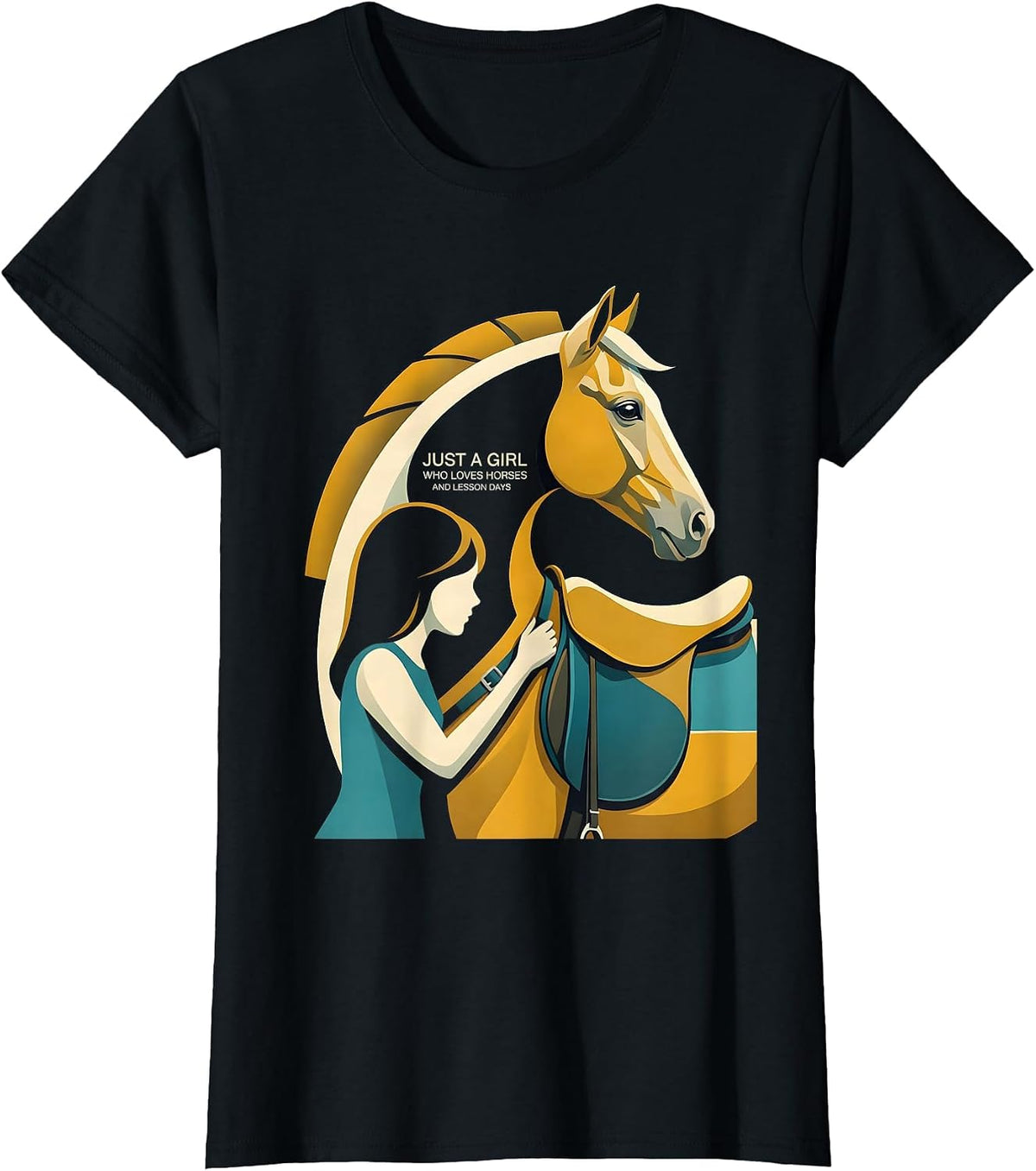 Just A Girl Who Loves Horses And Lesson Days Equestrian T-Shirt - Black