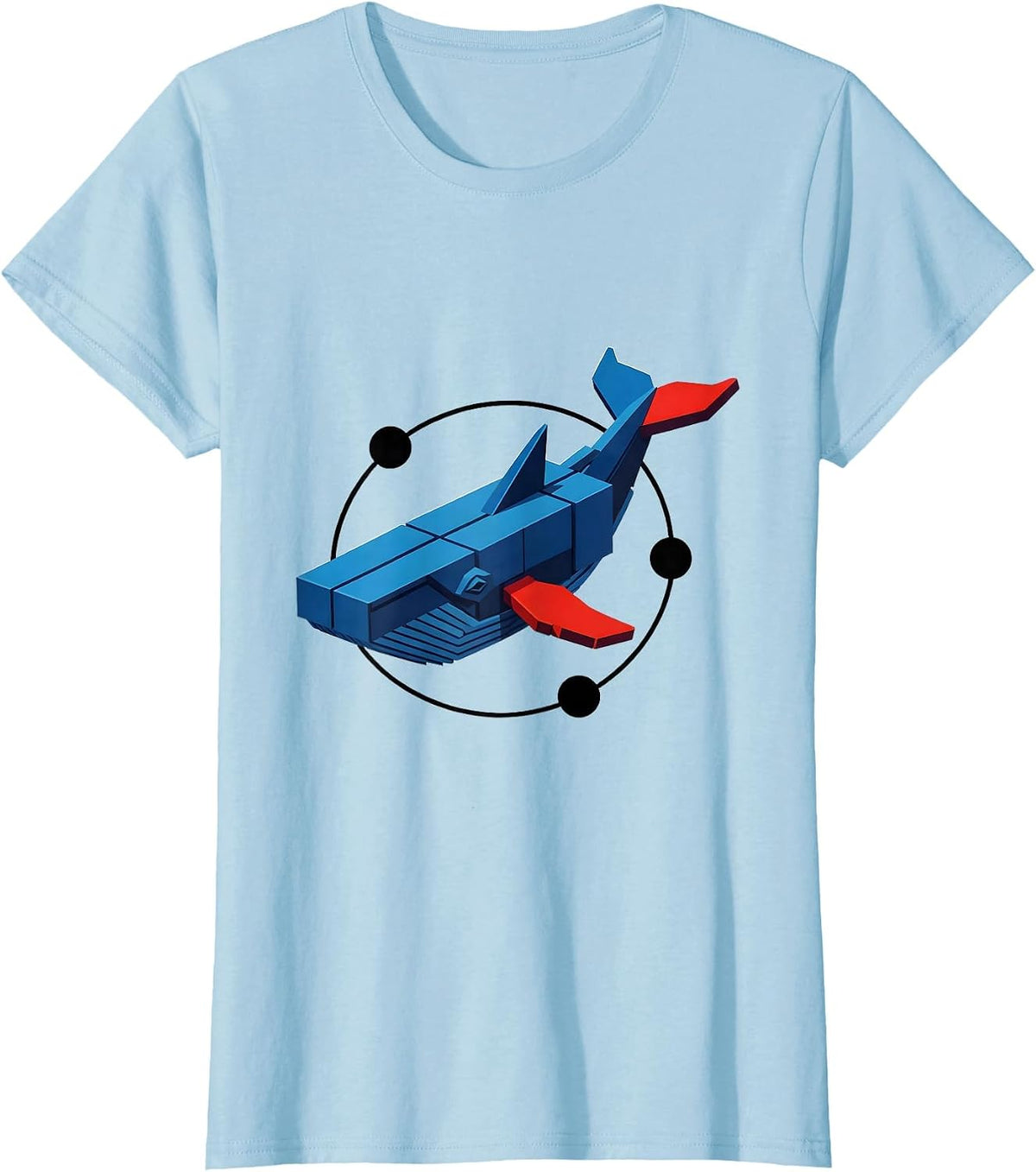Whale Silhouette Bauhaus Modernist Ocean Animal Humor T-Shirt - Baby Blue