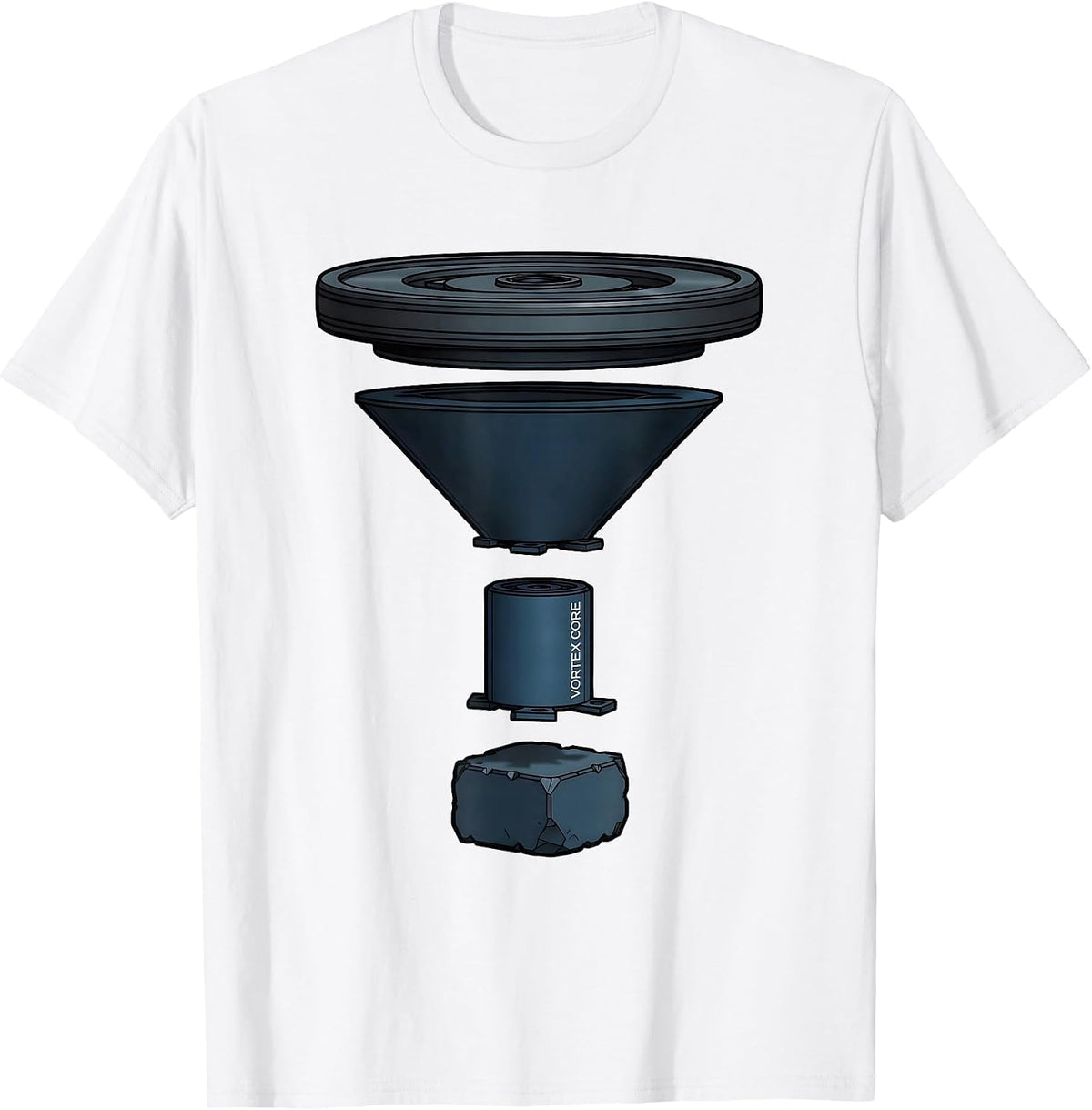 Men's Vortex Core Exploded View Technical Storm Chaser Tornado T-Shirt - White