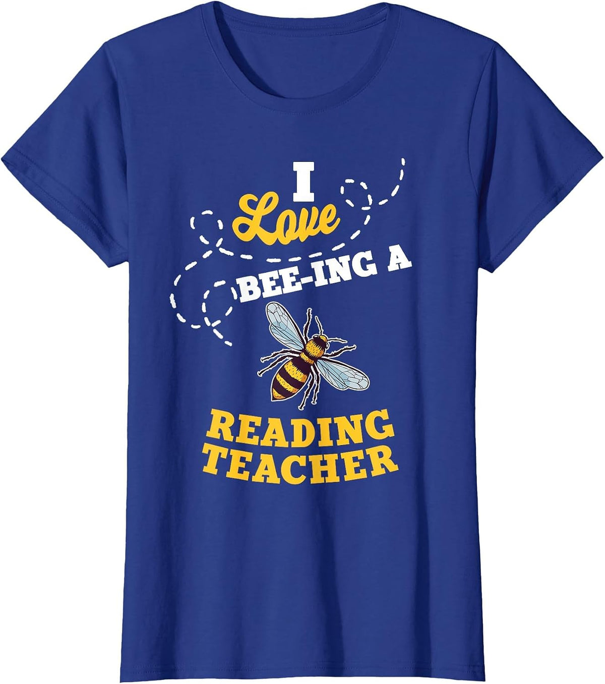 I Love Bee-Ing A Reading Teacher Honey Bee Job Profession T-Shirt - Royal Blue