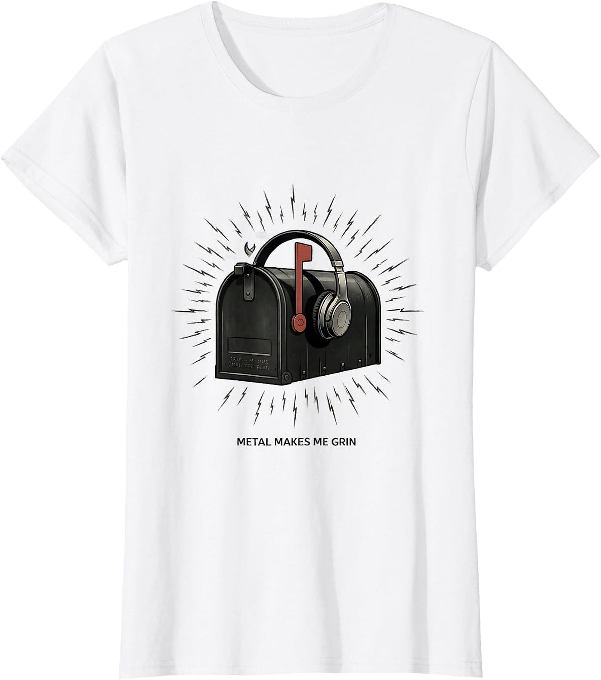 Metal Makes Me Grin Funny Heavy Metal Music Fan Humor T-Shirt - White