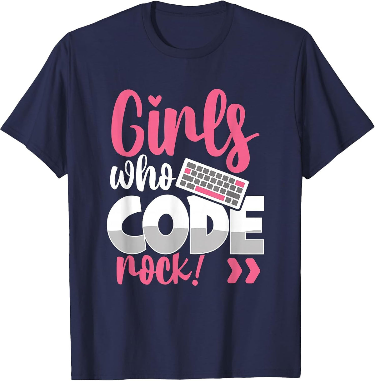 Girls Who Code Rock Female Developer Programmer Game Coder T-Shirt - Navy Blue