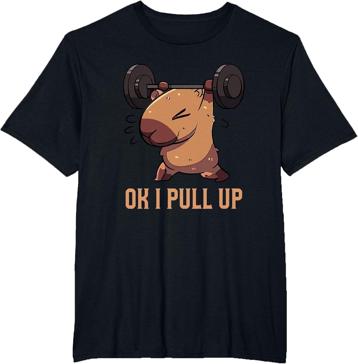 Retro Ok I Pull Up Gym Capybara Funny T-Shirt - Black