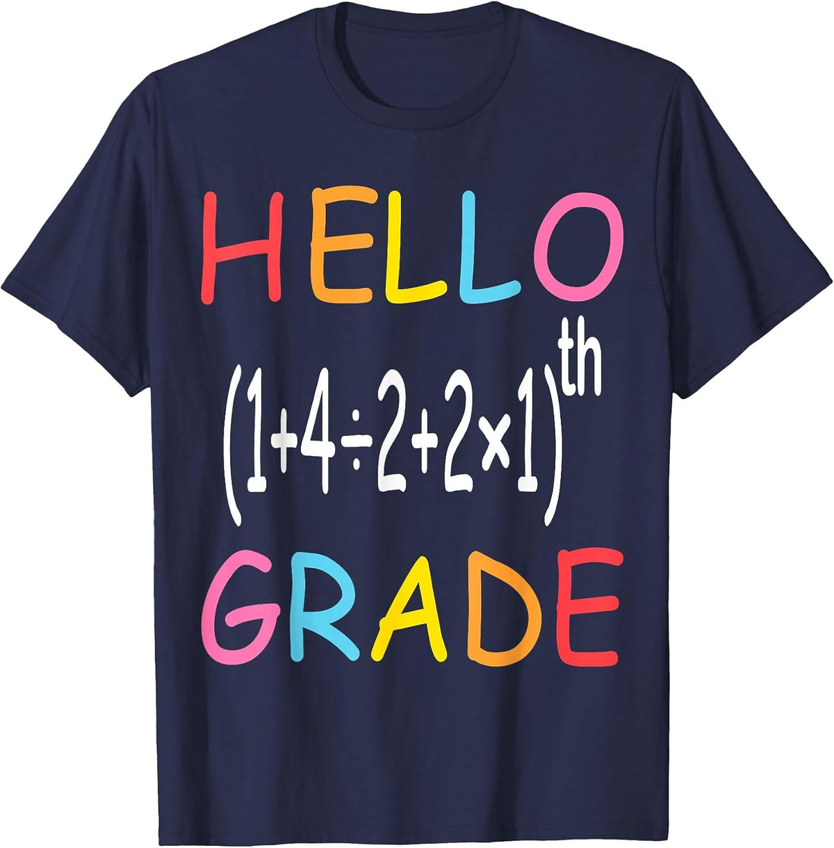 Back to School Hello Fifth Grade Equation Math Teacher Funny T-Shirt - Navy Blue