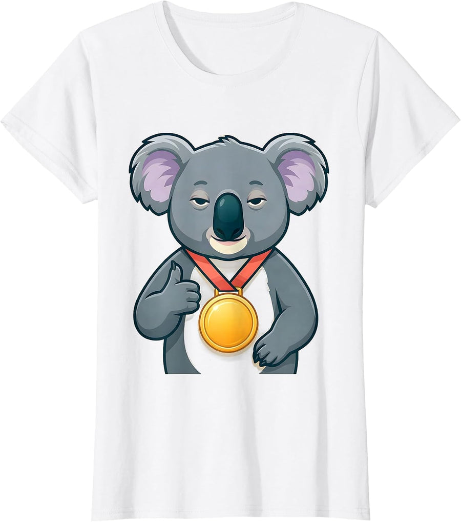 Women's Upright Koala Cute Animal Lover Gift for Kids and Girls T-Shirt - White