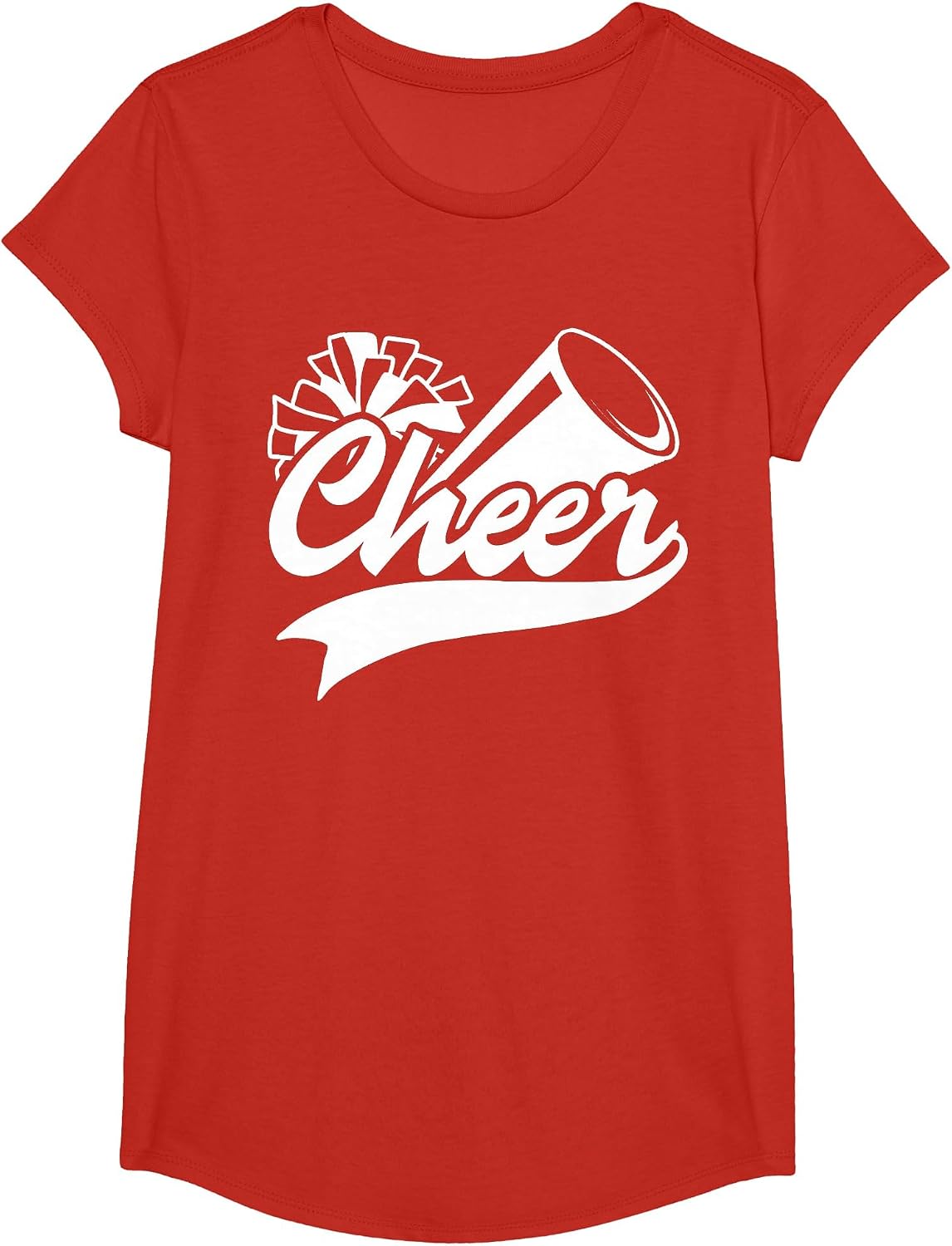 Cheerleading Peace Love Cheer Cheerleader Colors Matching T-Shirt - Girls Red