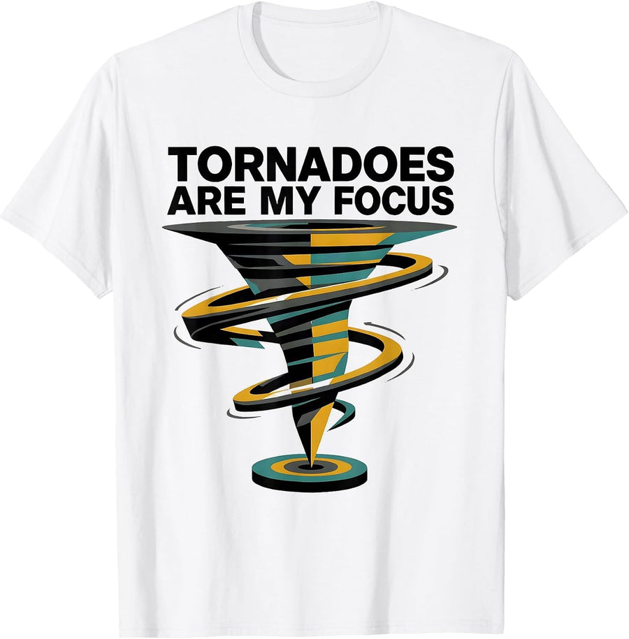 Men's Tornadoes Are My Focus Midcentury Modern Meteorology T-Shirt - White