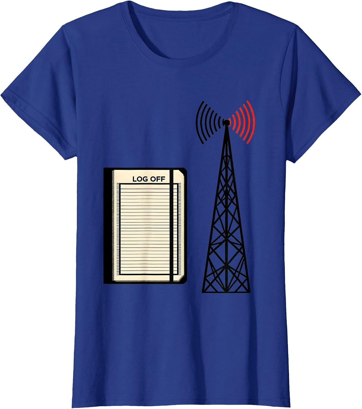 Women's Log Off Geometric Ham Radio Operator Hobbyist Humor T-Shirt - Royal Blue