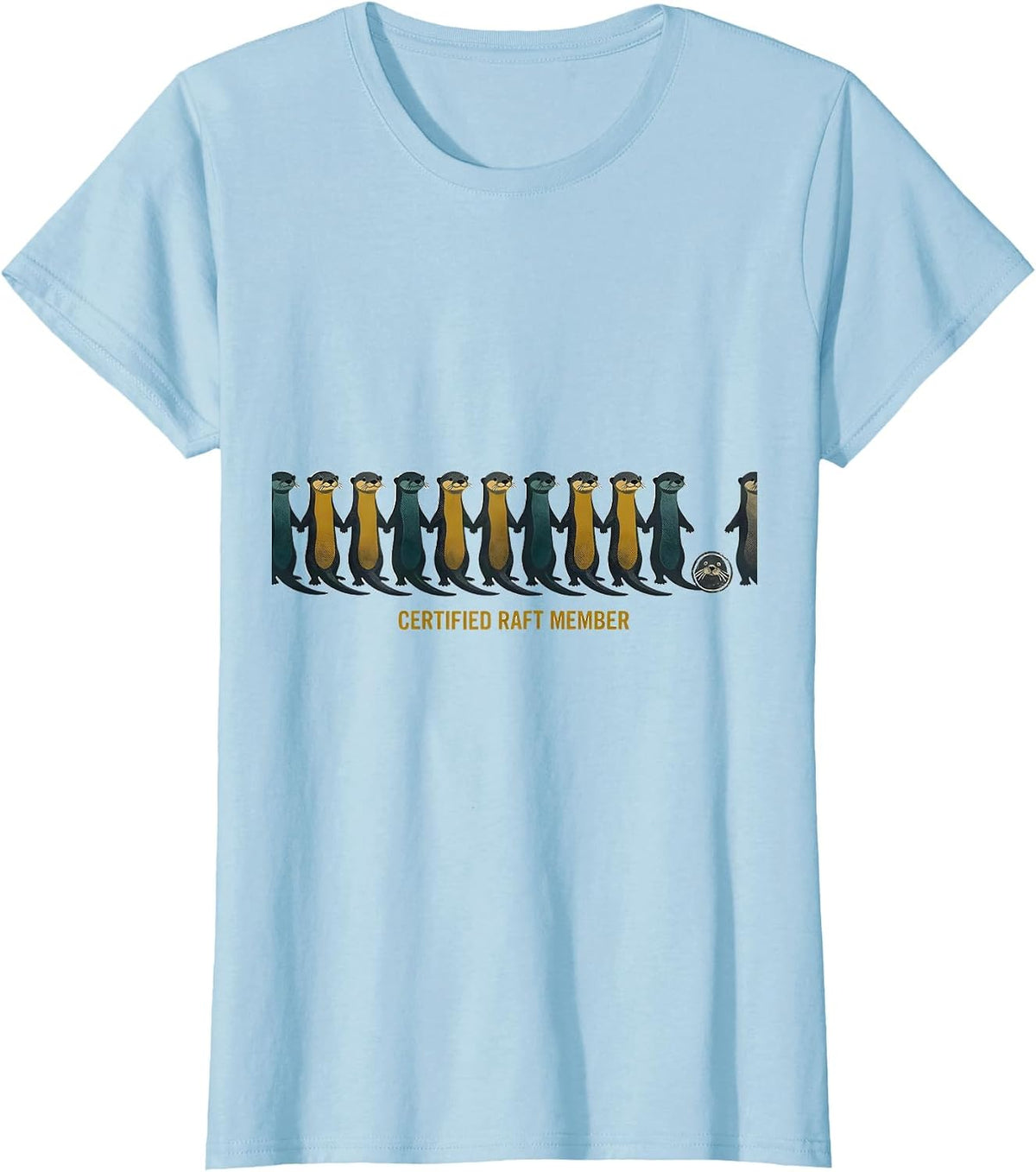 Women's Certified Raft Member Midcentury Modern Otter Lover Humor T-Shirt - Baby Blue