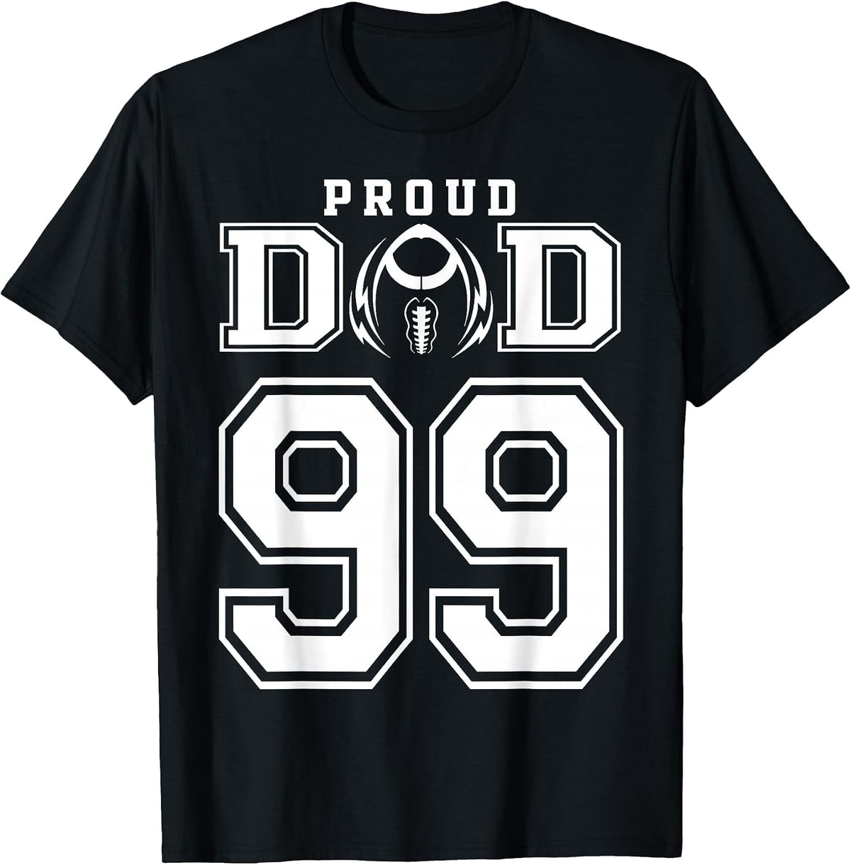 Custom Proud Football Dad Number 99 Personalized for Men T-Shirt - Black