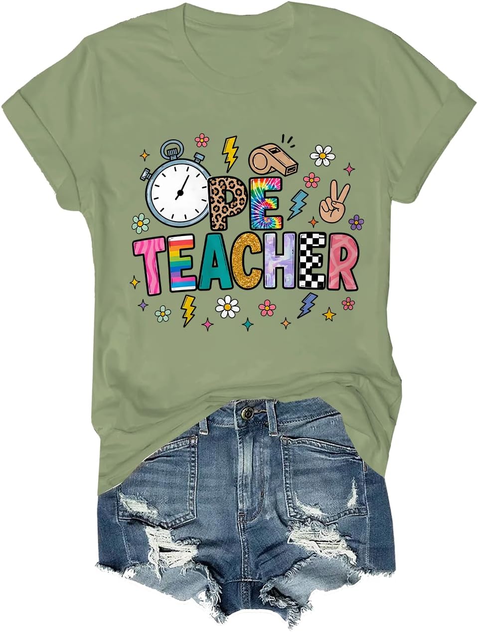 PE Teacher Shirt Funny Physical Education Teacher T-Shirt - Crewneck Green