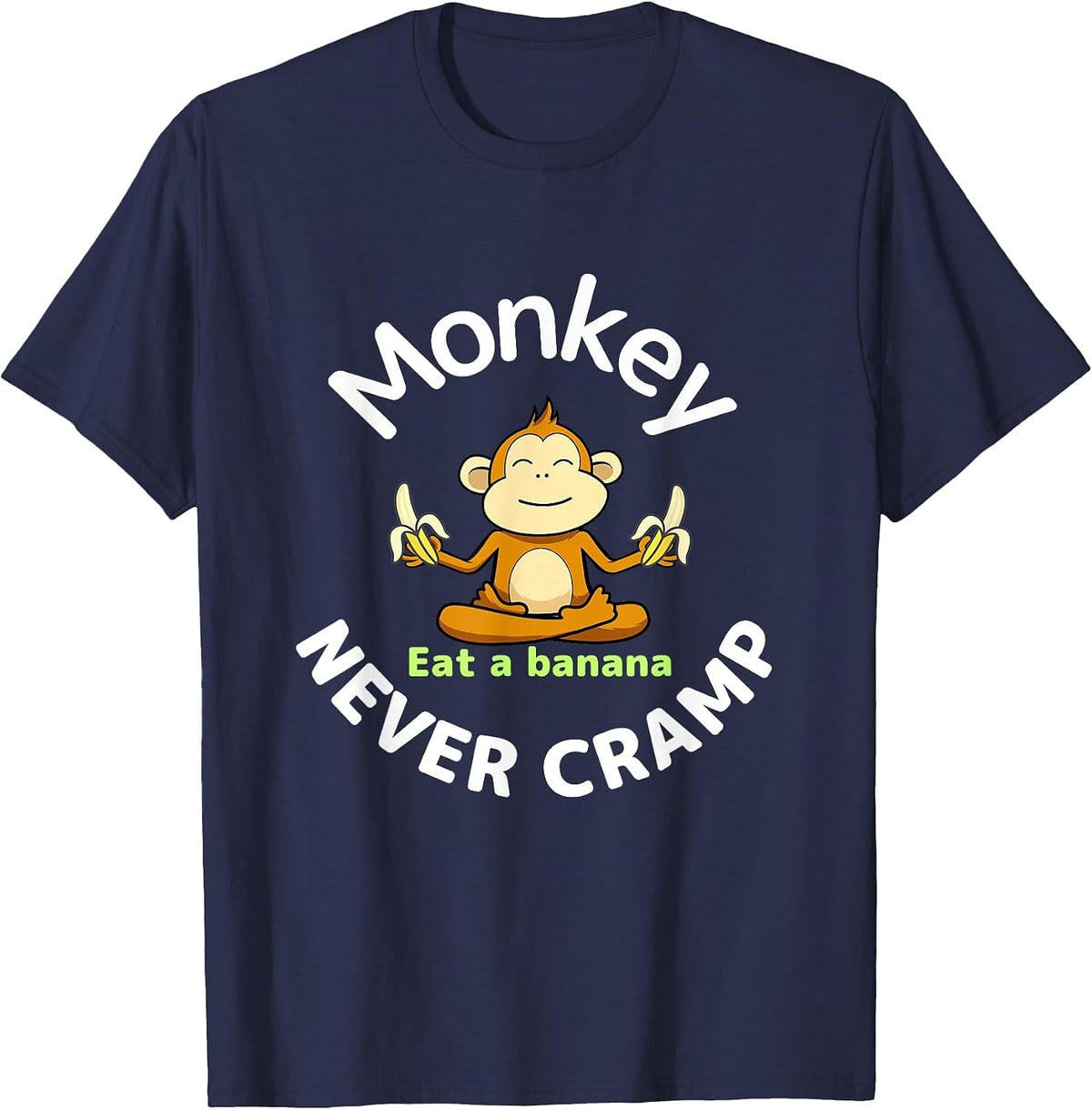 Monkey Never Cramp Eat a Banana T-Shirt - Navy Blue
