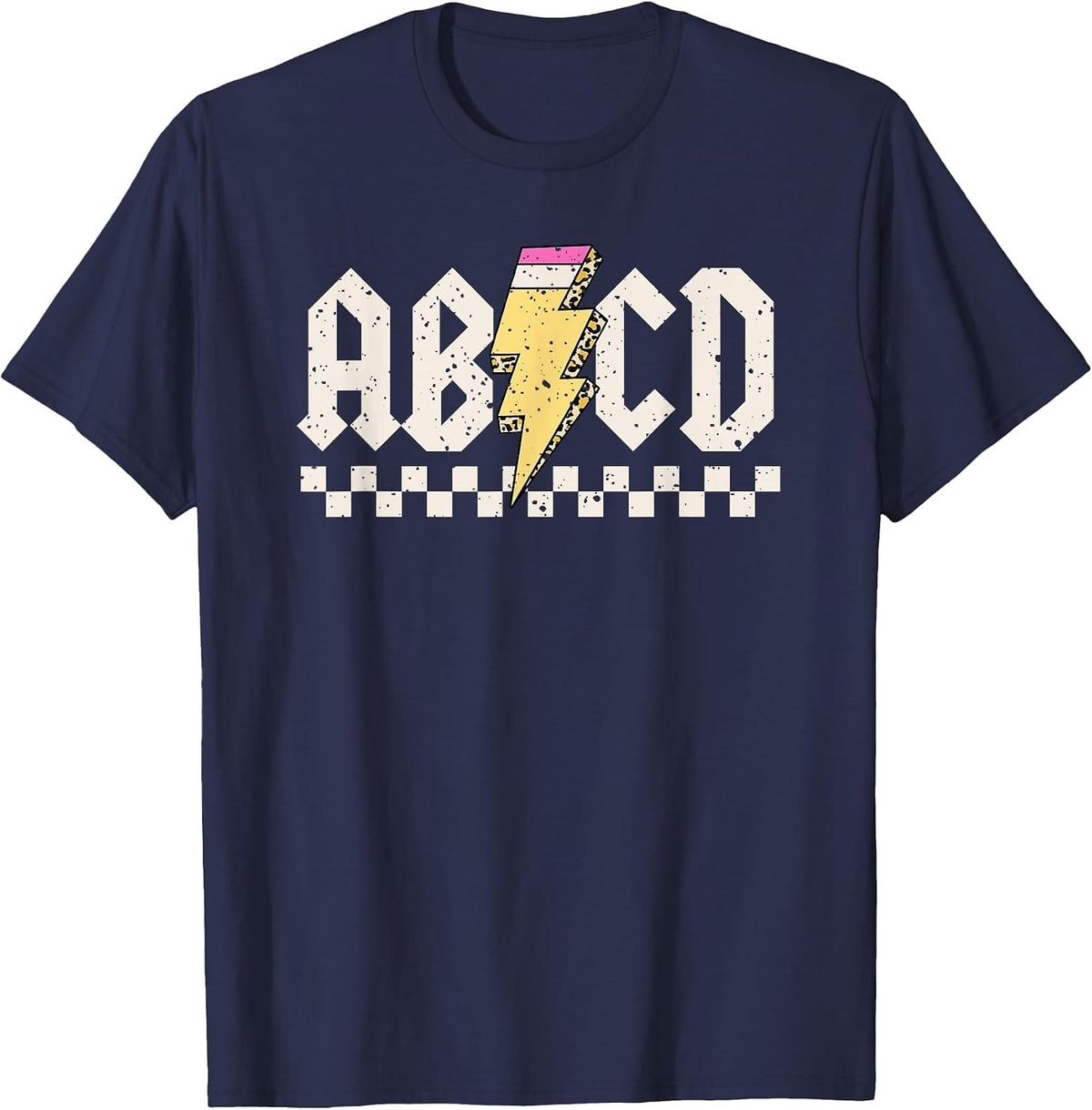 Boys Girls Teachers ABCD Rock Graphic Back to School Class T-Shirt - Navy Blue