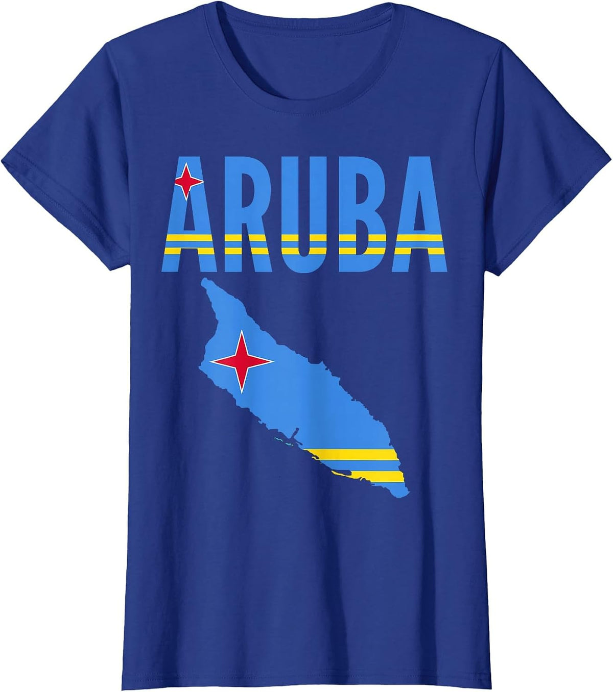 Aruban - Aruba Country Map Flag T-Shirt - Royal Blue