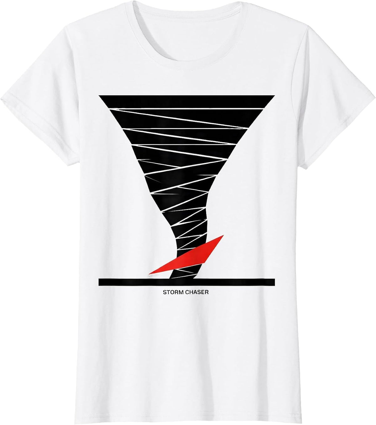 Women's Storm Chaser Geometric Tornado Weather Enthusiast T-Shirt - White