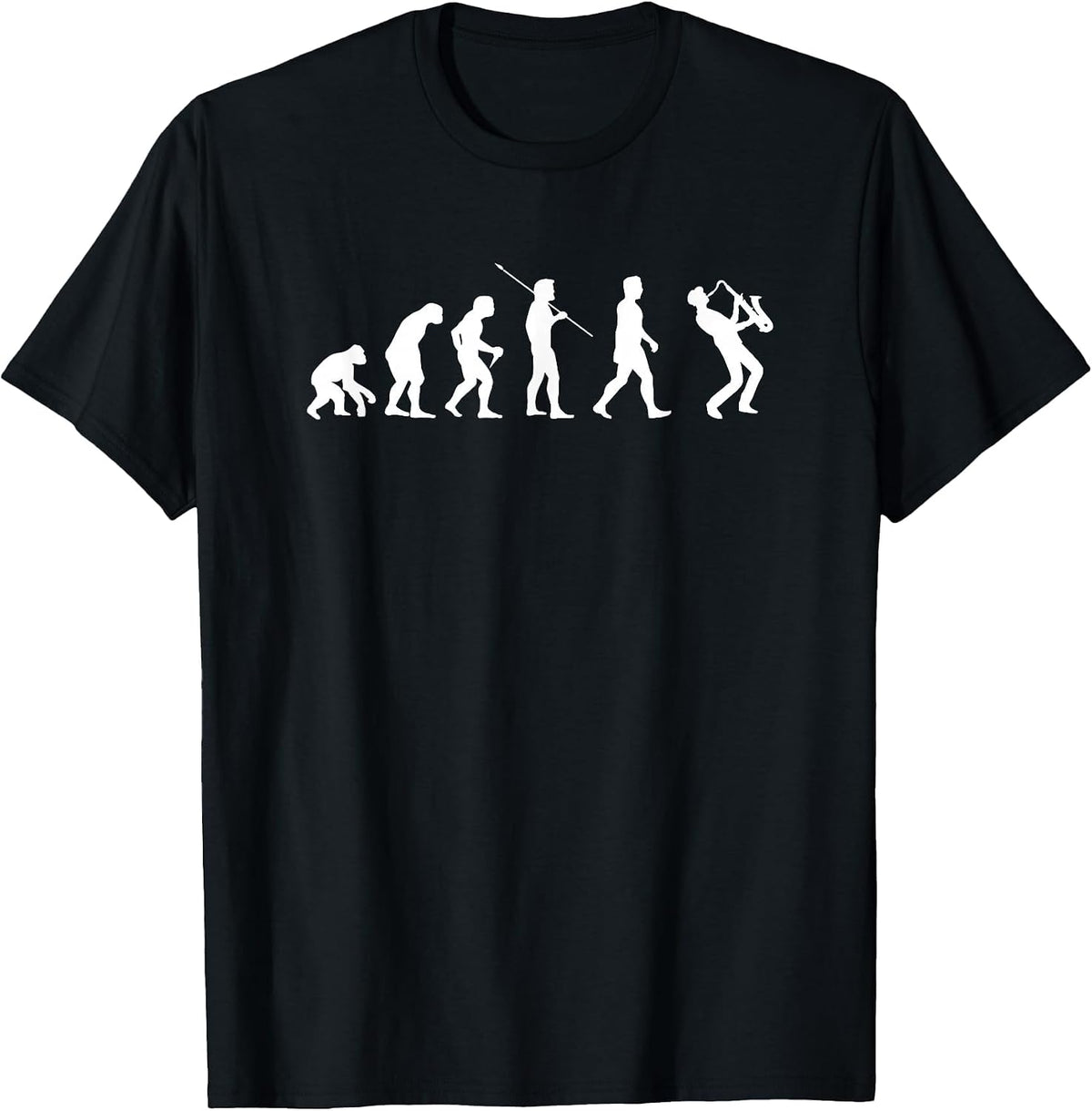 Funny Evolution Saxophone Players Sax Music Men T-Shirt - Black
