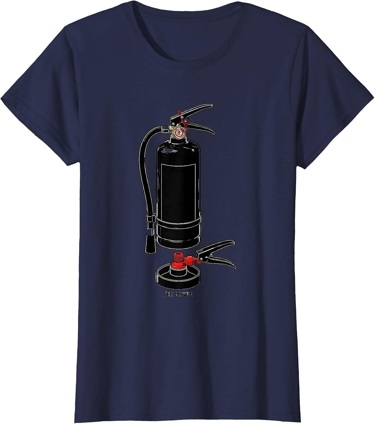 Women's Fire Service Exploded View Technical Firefighter Humor Gift T-Shirt - Navy Blue